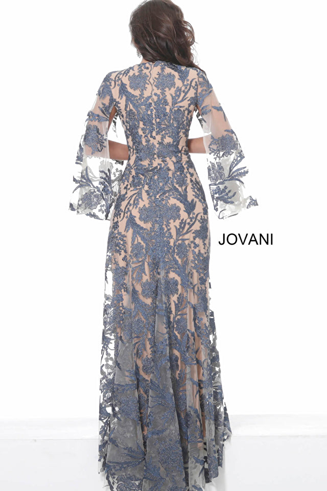 Jovani 00752 V-Neck Lace long sleeve Dress - Special Occasion/Curves
