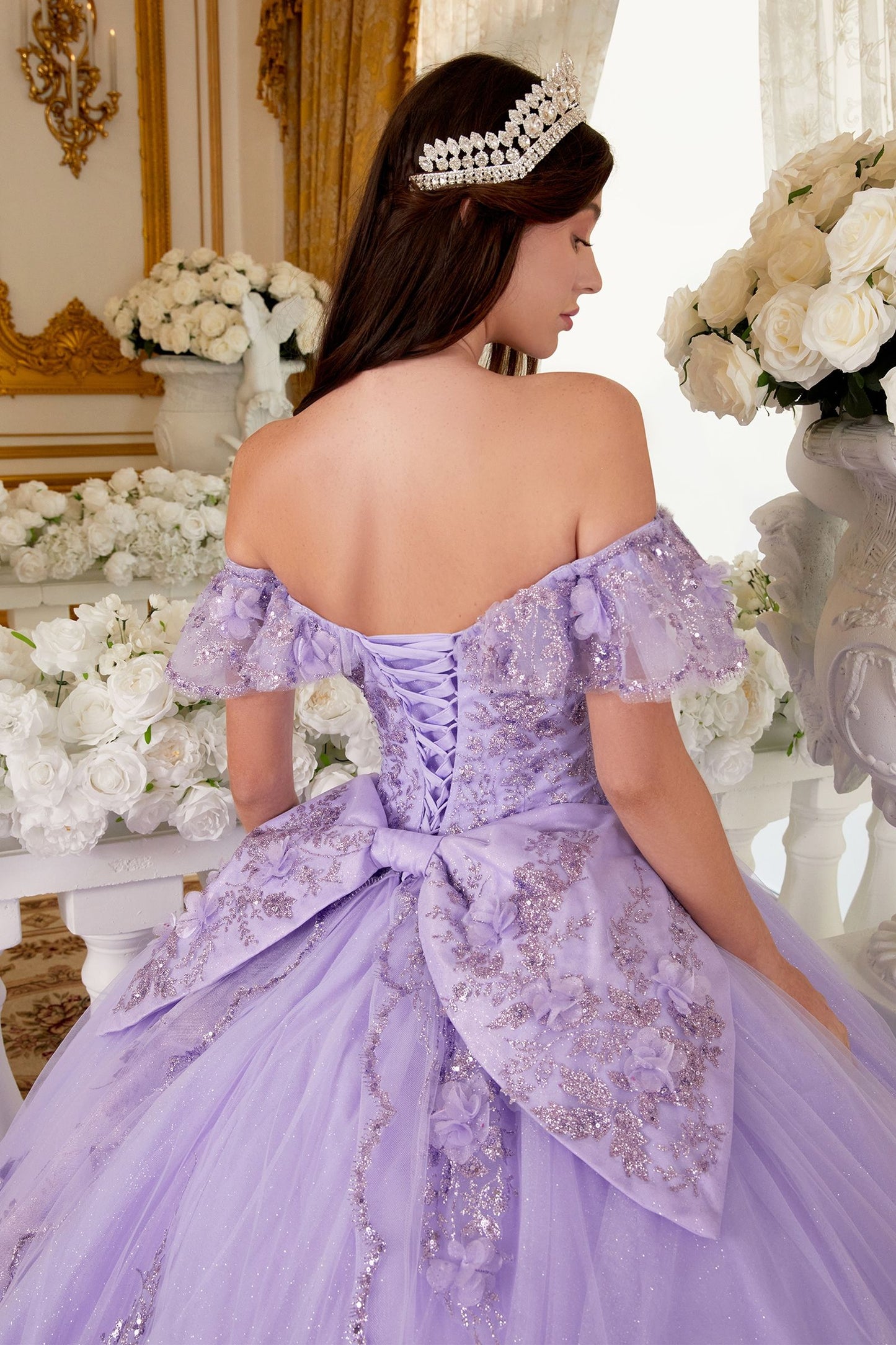 Floral Off The Shoulder Quinceanera Ball Gown By Ladivine 15701