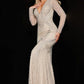 Jovani 23950 Beaded Long Sleeve V-Neckline Dress - Special Occasion