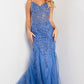 Jovani 37416 Glitter V-Neckline Mermaid Tulle Dress - Special Occasion/Curves