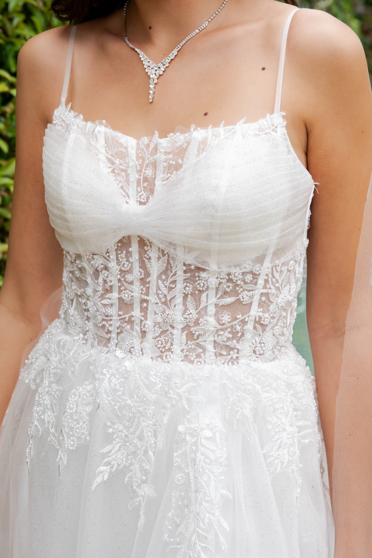 Lace Corset Spaghetti Bridal Dress by Cinderella Couture USA AS4217