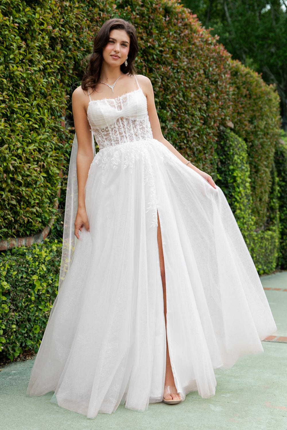 Lace Corset Spaghetti Bridal Dress by Cinderella Couture USA AS4217 Ariststyles Lace Corset Spaghetti Bridal Dress by Cinderella Couture USA AS4217 Ariststyles