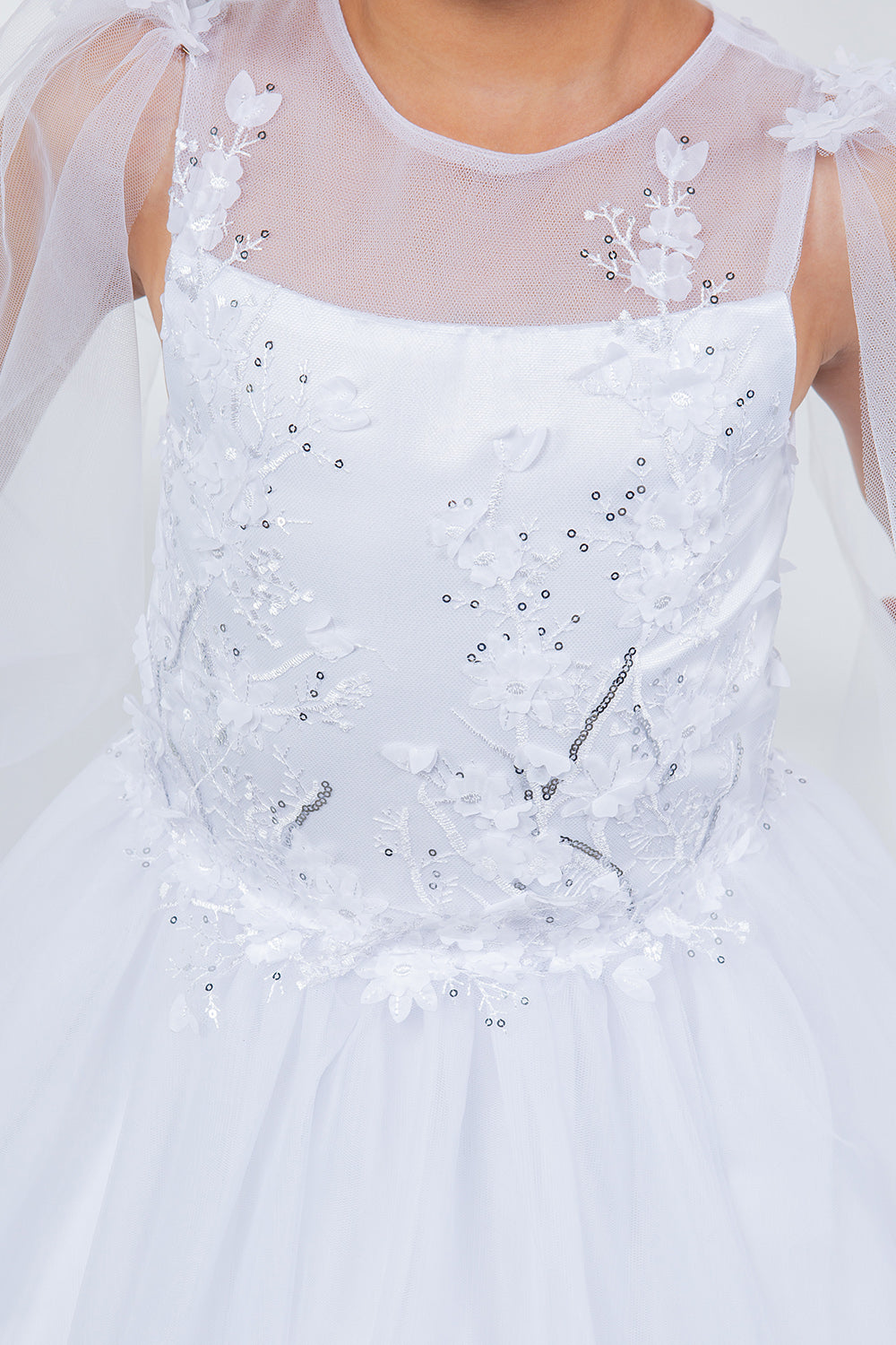 Beautiful Illusion Tulle 3D Flower Girl Dress by Cinderella Couture USA AS5126