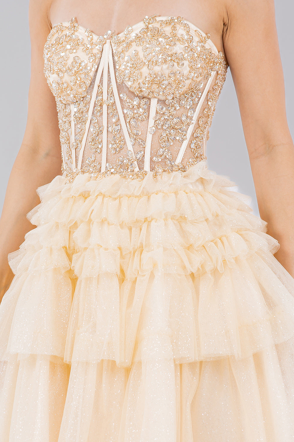 Sweetheart Neckline Tulle Short Party Dress by Cinderella Couture USA AS5133J