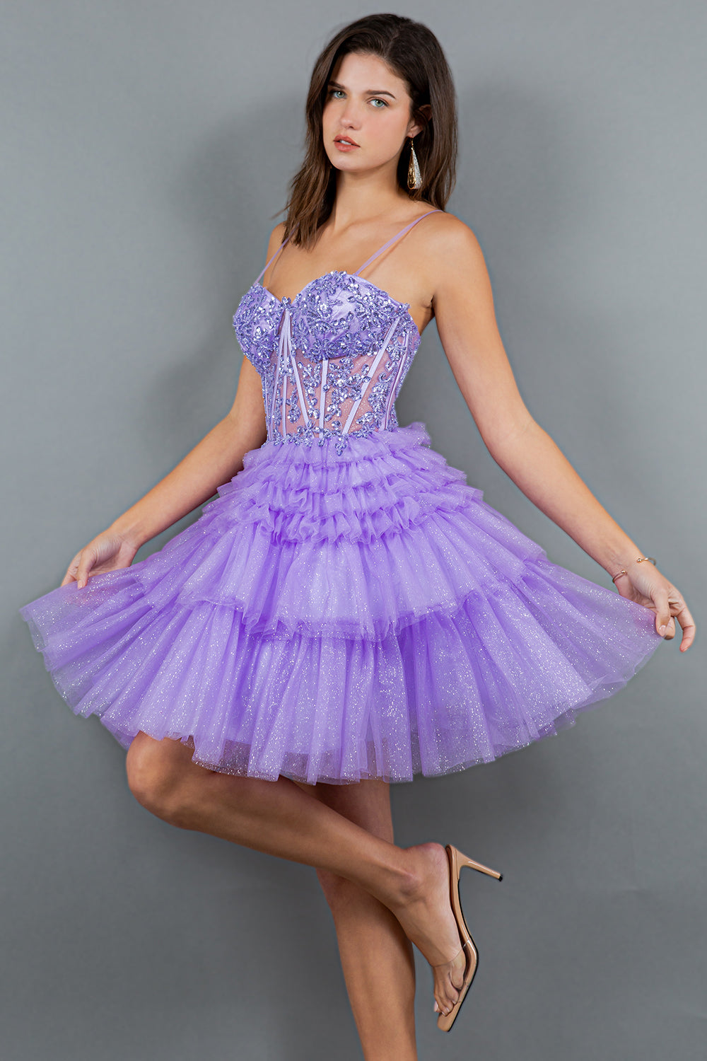 Sweetheart Neckline Tulle Short Party Dress by Cinderella Couture USA AS5133J