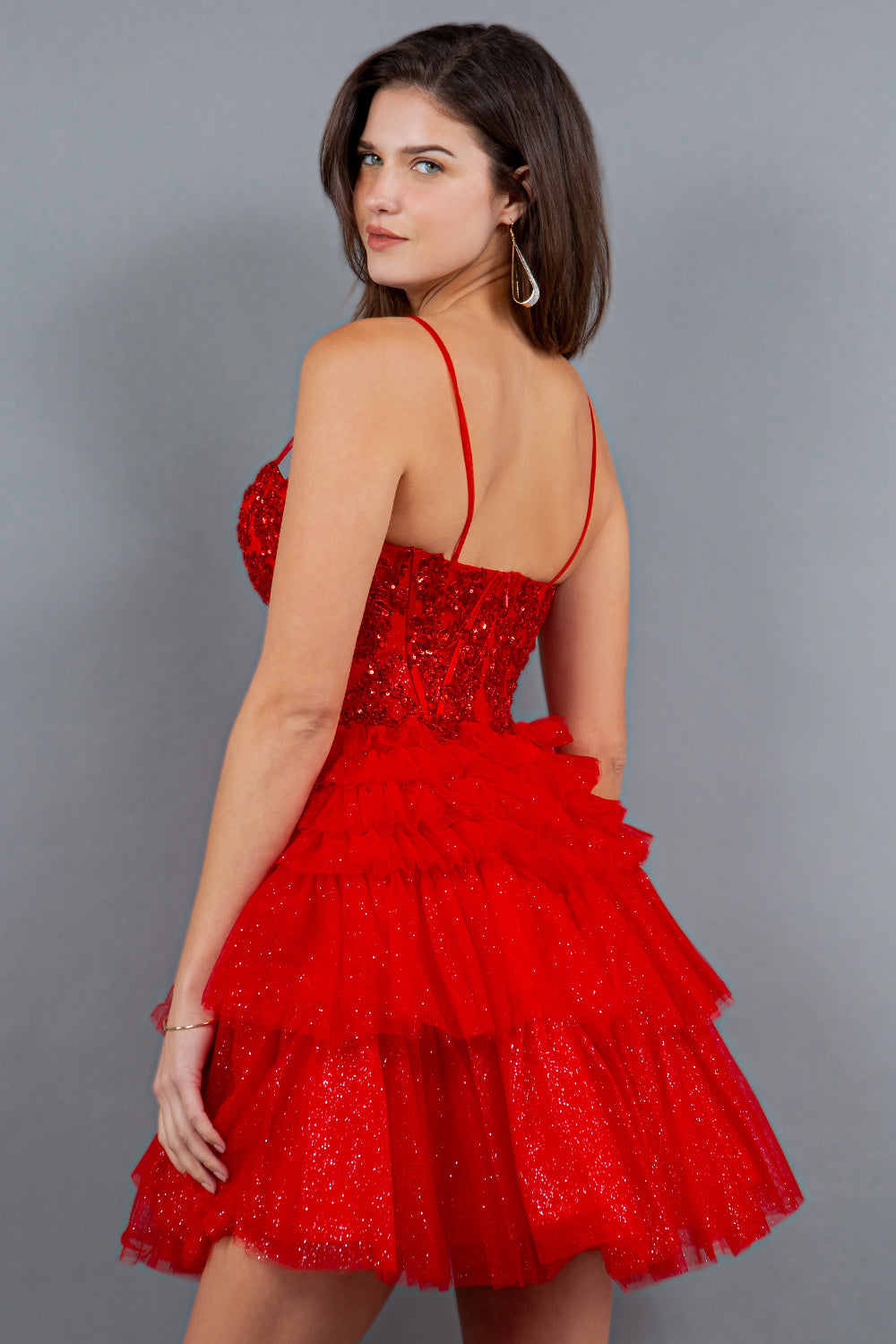 Sweetheart Neckline Tulle Short Party Dress by Cinderella Couture USA AS5133J