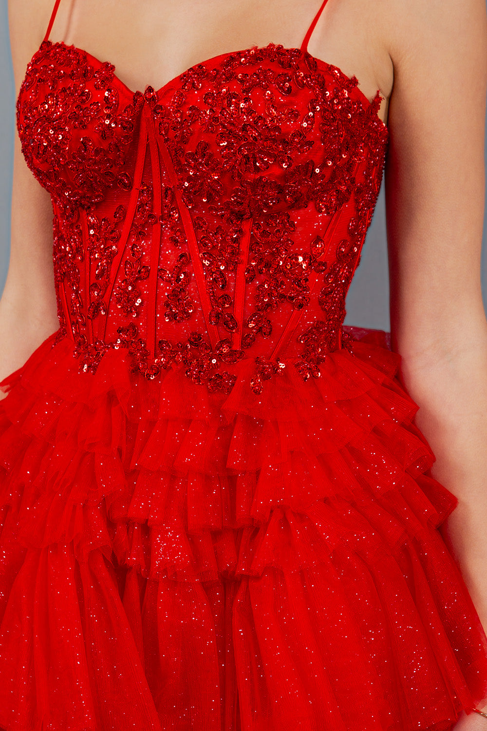 Sweetheart Neckline Tulle Short Party Dress by Cinderella Couture USA AS5133J