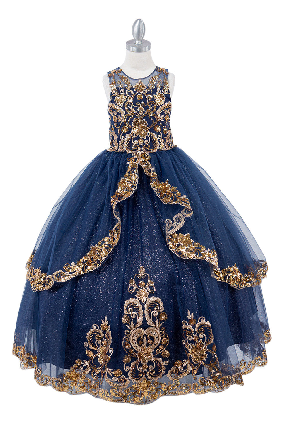 Cinderella Couture USA AS5163 Satin Glittered Tulle Mini Quince Gown 14 / Navy Cinderella Couture USA AS5163 Satin Glittered Tulle Mini Quince Gown 14 / Navy