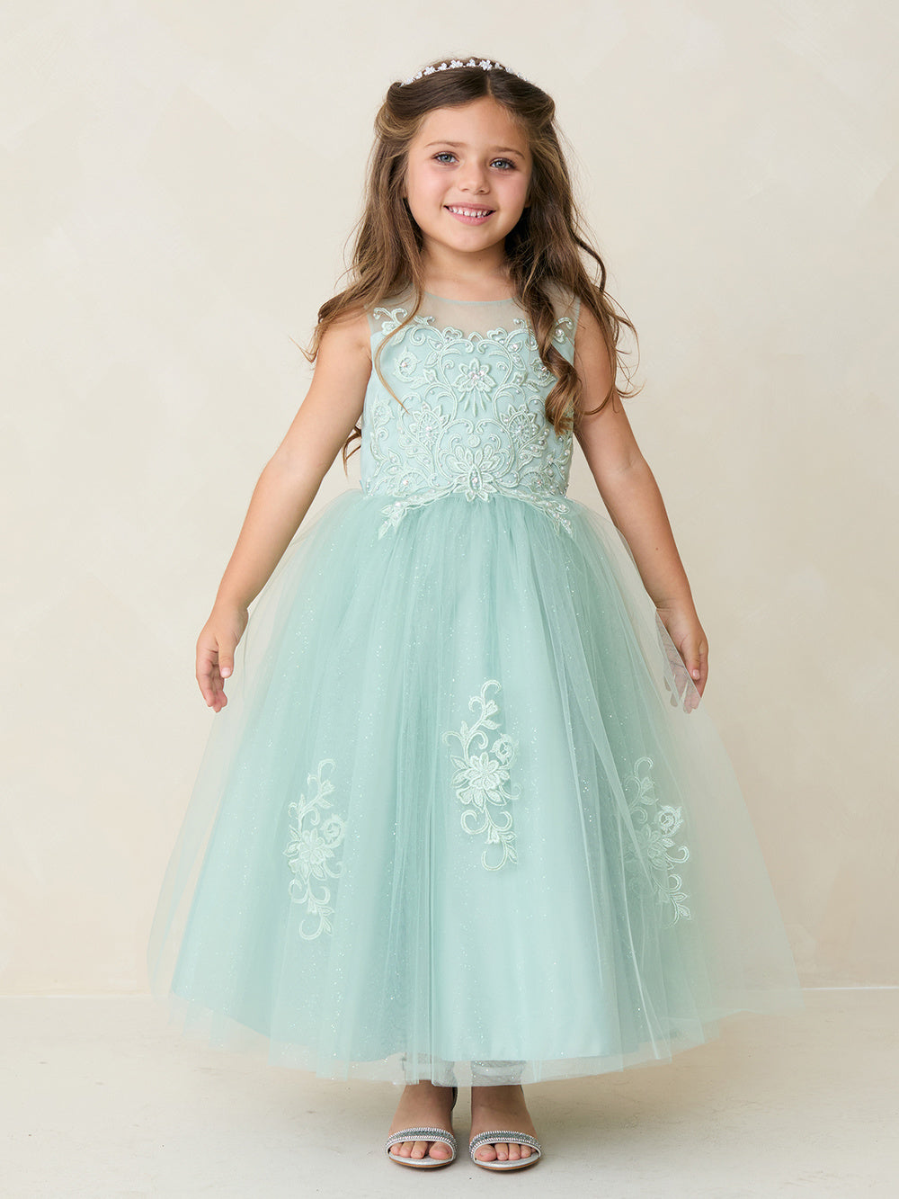 Girl Dress with Illusion Sweetheart Neckline by TIPTOP KIDS - AS5818