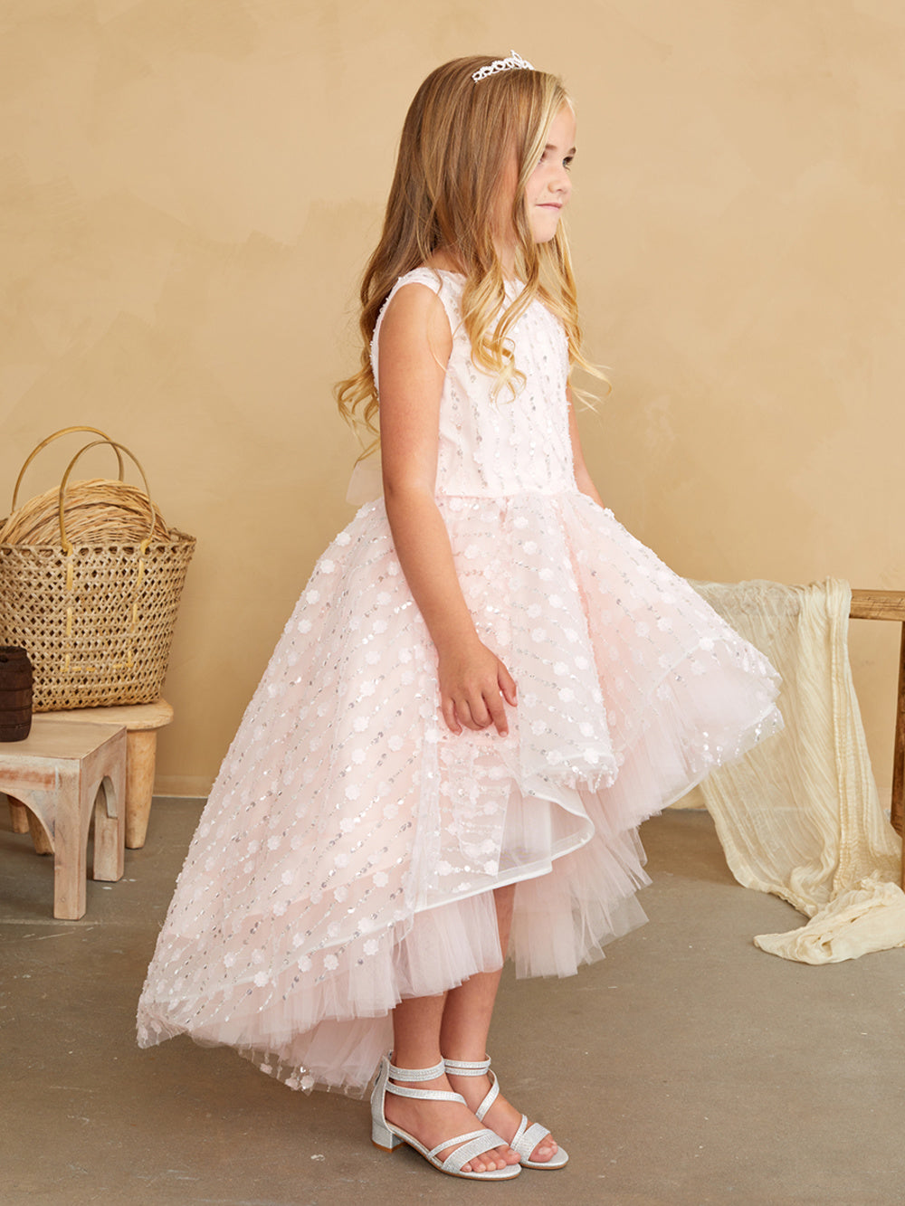 Flower Girl Veritical Beaded Pattern Dress by TIPTOP KIDS - AS5837