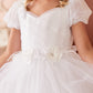 Puff Sleeve Feathers 3D Flowers Girl Dress by TIPTOP KIDS - AS5865