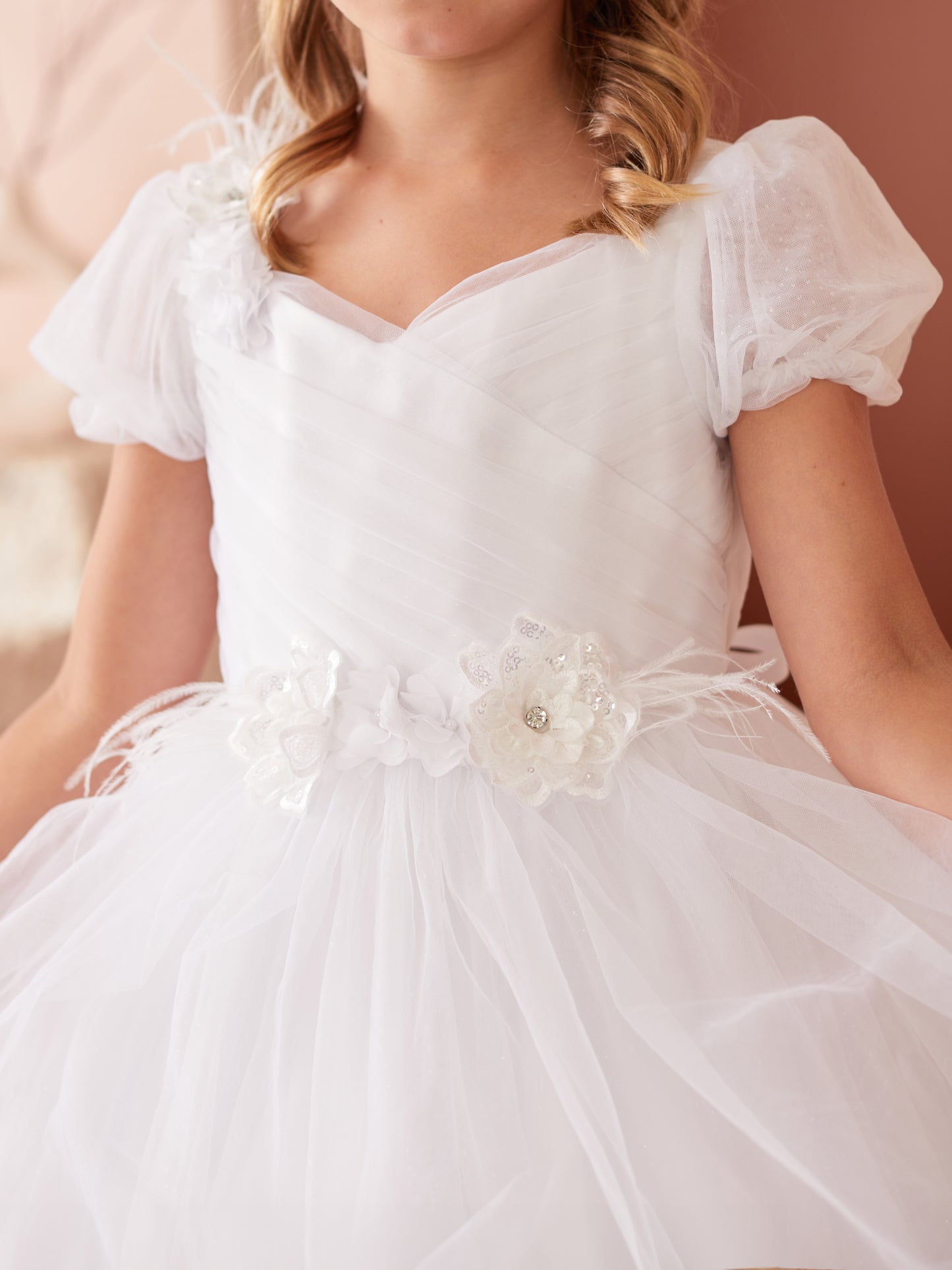 Puff Sleeve 3D Flowers Girl Dress by TIPTOP KIDS - AS5865