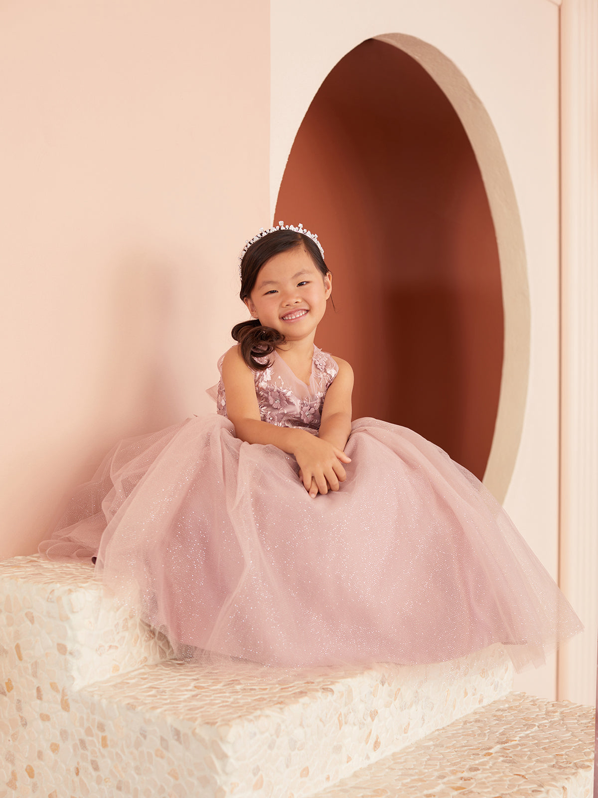 Girl Mini-Quince with Floral Tulle Bodice Dress by TIPTOP KIDS - AS7038