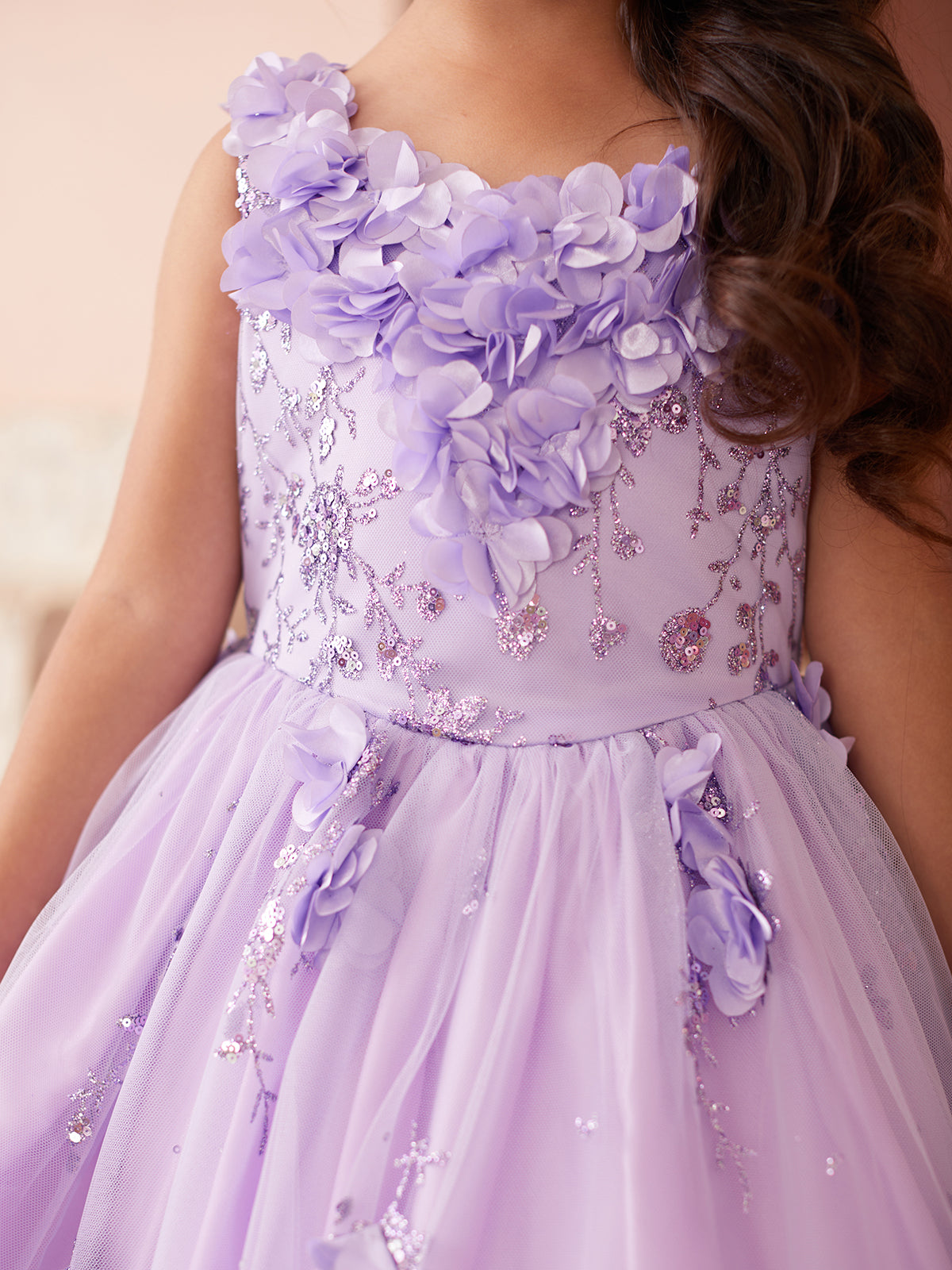 Party Girl Glitter 3D Floral Dress by TIPTOP KIDS - AS7039