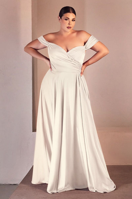 Off The Shoulder A-Line Bridal Gown by Ladivine 7493WC