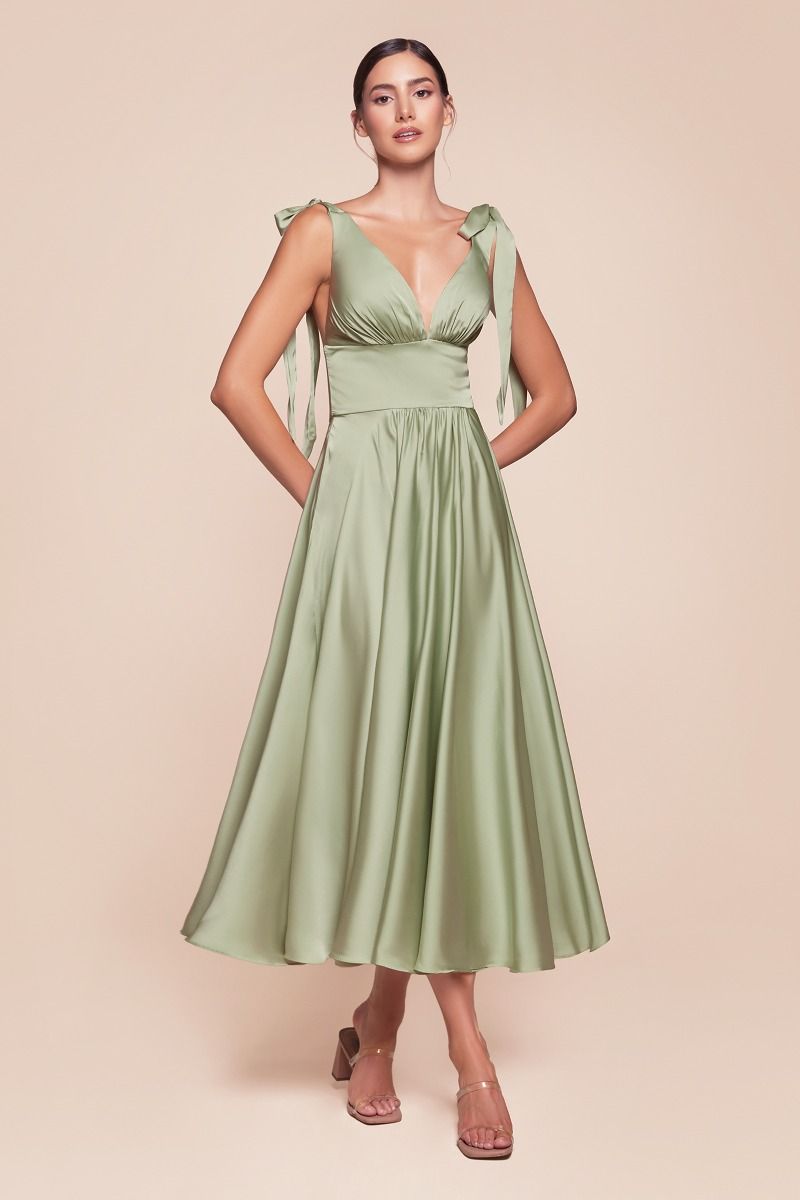 Satin V-Neckline A-Line Gown by Cinderella Divine 7499 - Special Occasion/Curves