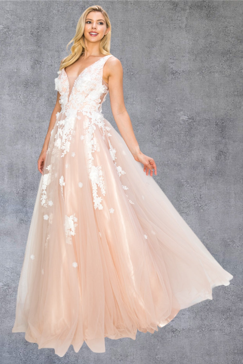 3D Organza Flowers Glitter Party Dress by Cinderella Couture USA AS8040J