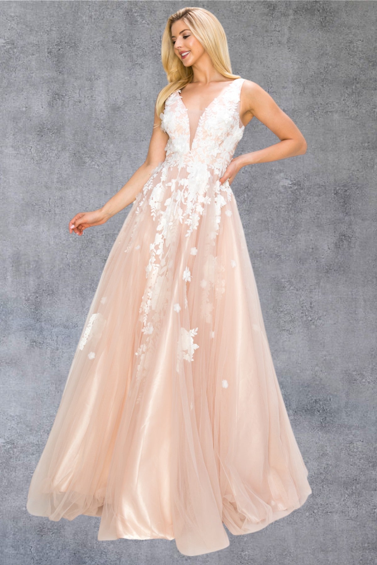3D Organza Flowers Glitter Party Dress by Cinderella Couture USA AS8040J