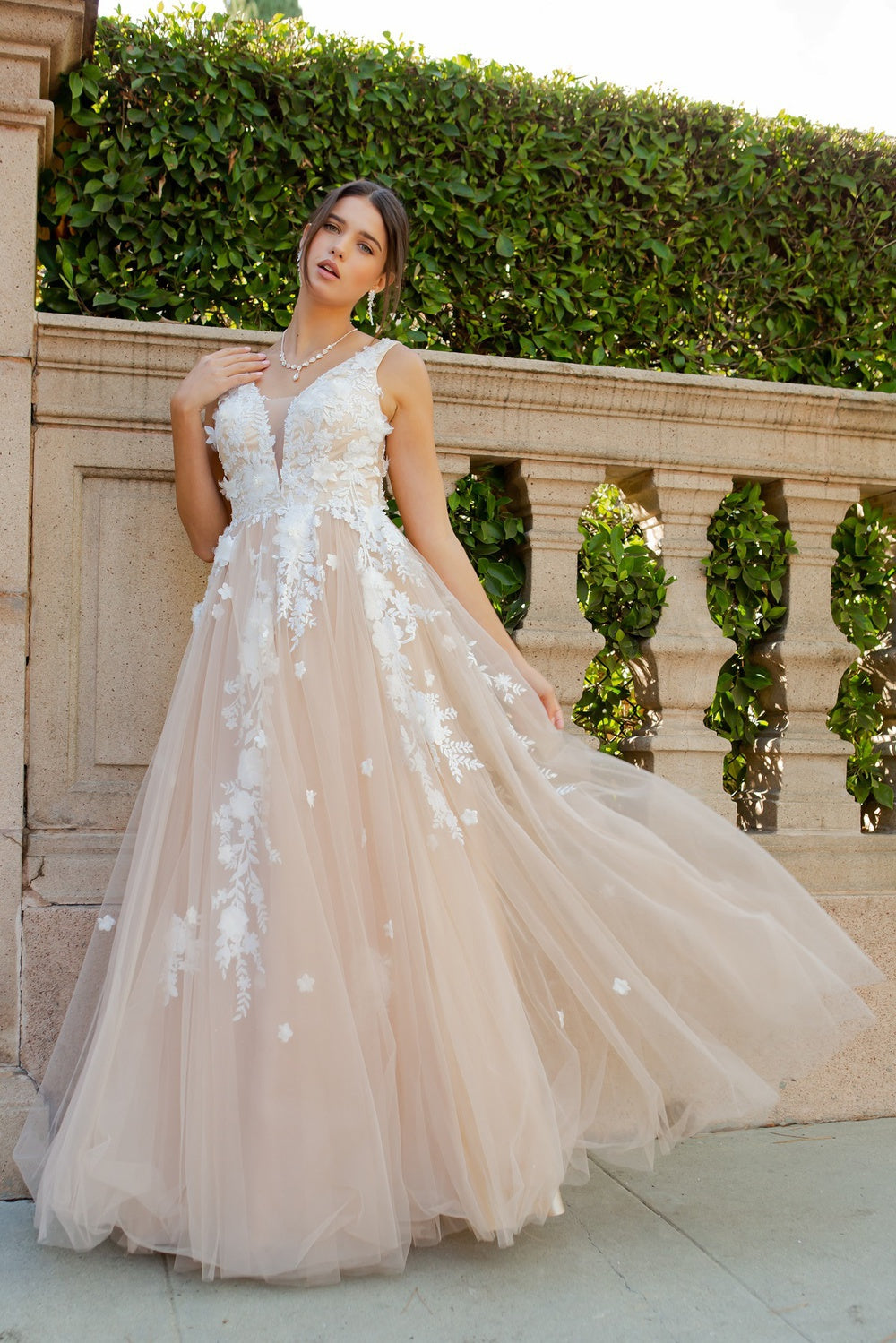 3D Organza Flowers Glitter Party Dress by Cinderella Couture USA AS8040J