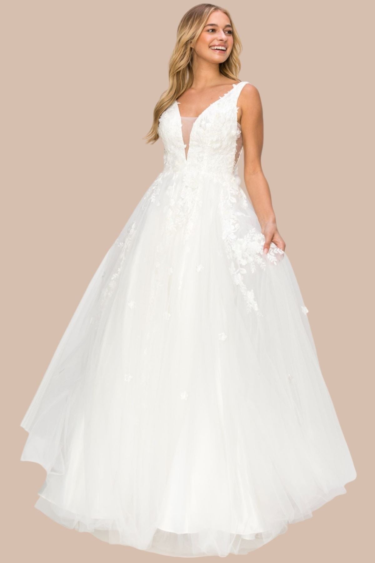 3D Organza Flowers Glitter Party Dress by Cinderella Couture USA AS8040J