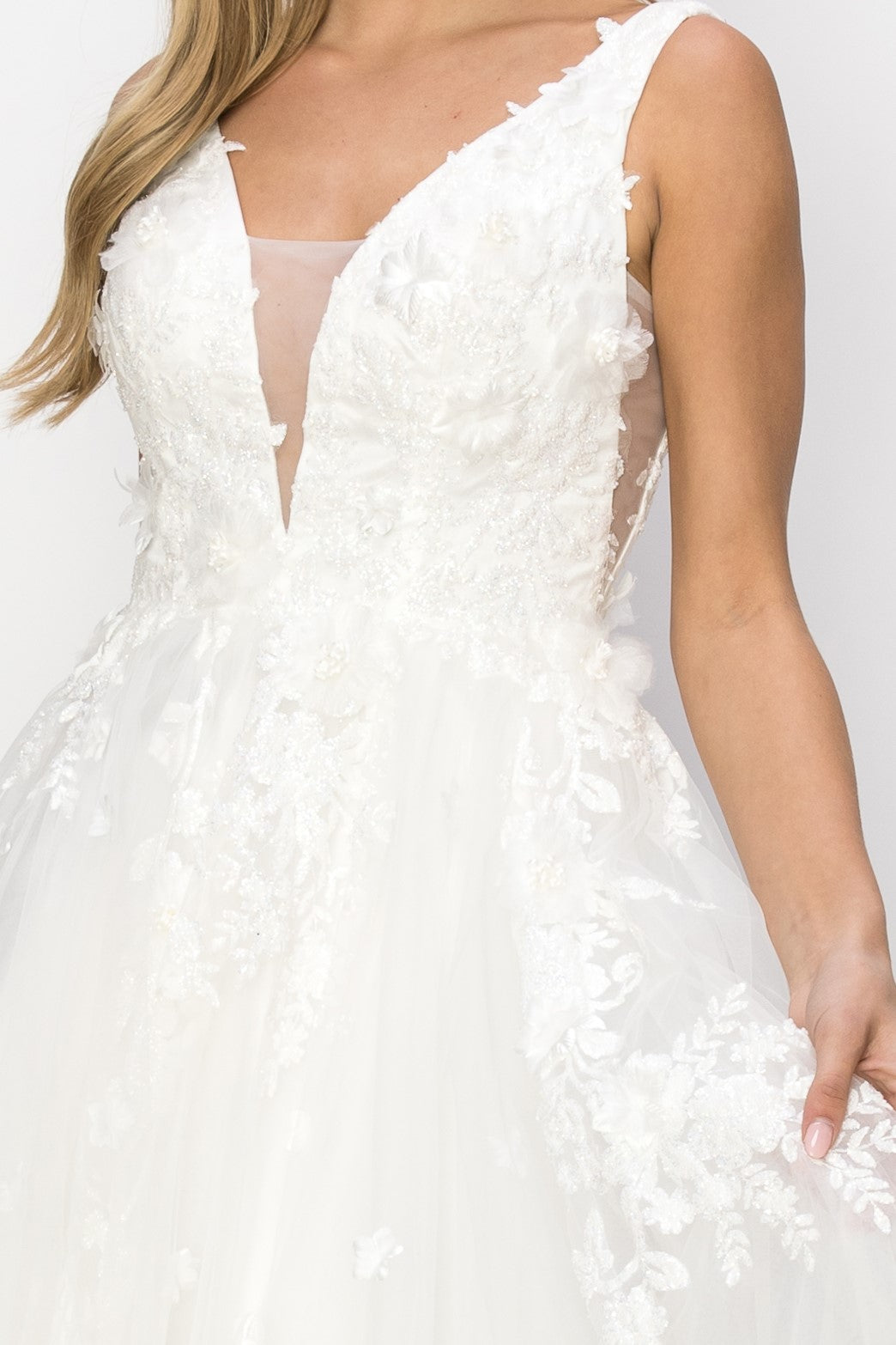 3D Organza Flowers Glitter Party Dress by Cinderella Couture USA AS8040J