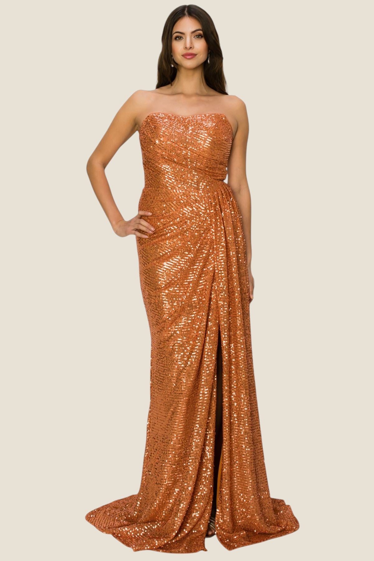 Strapless Scoop Neckline Sheath Party Dress by Cinderella Couture USA AS8052J