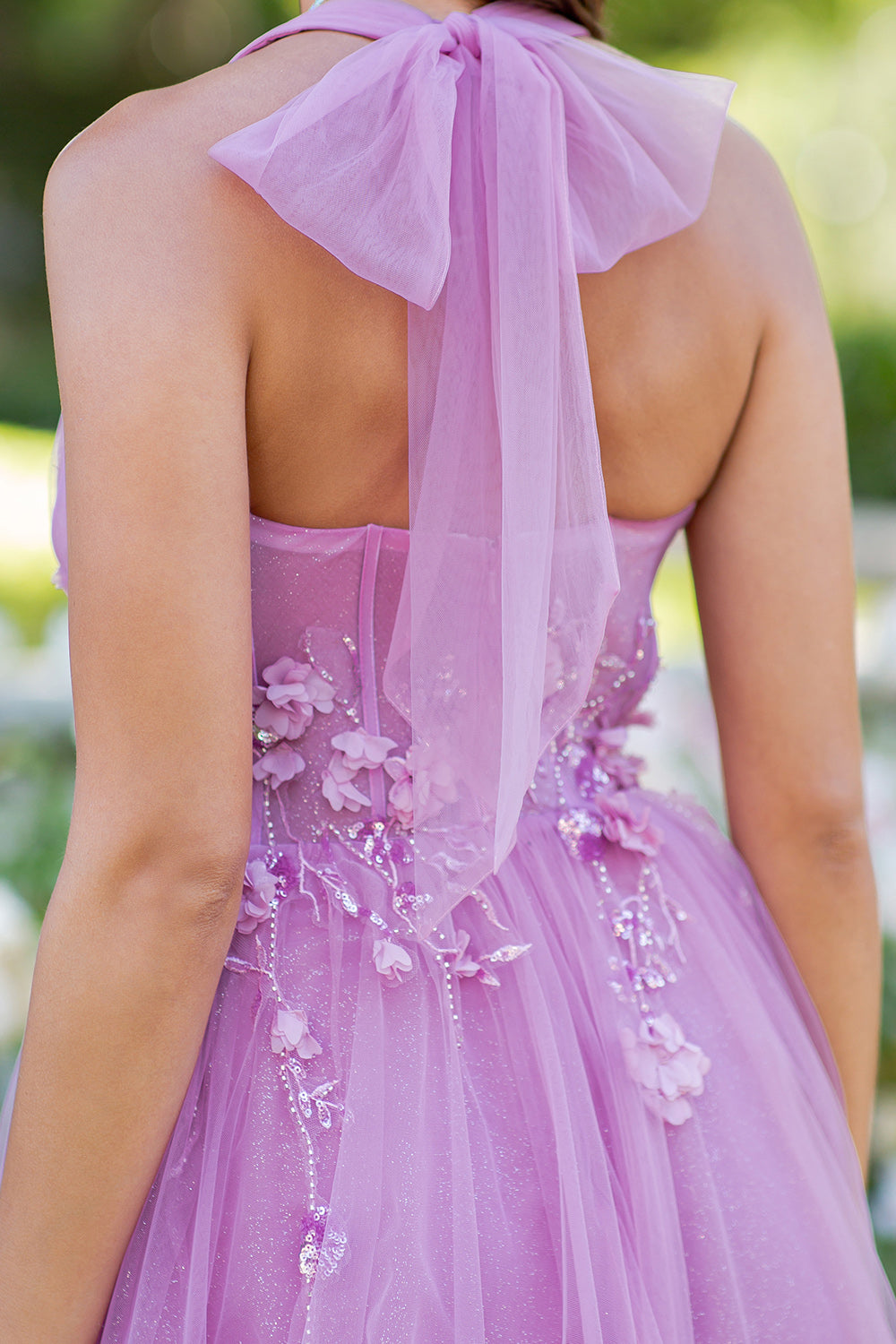3D Floral Halter A-Line Slit Party Dress by Cinderella Couture USA AS8076J