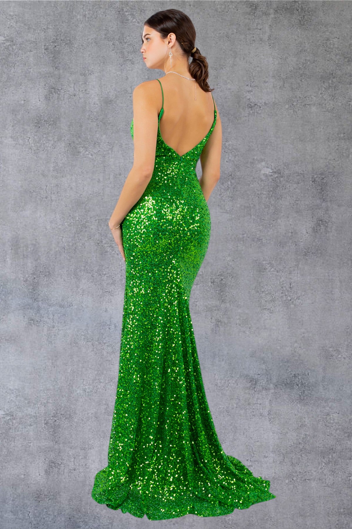 Sequin Sweetheart Bodice Spaghetti Straps Party Dress by Cinderella Couture USA AS8078J