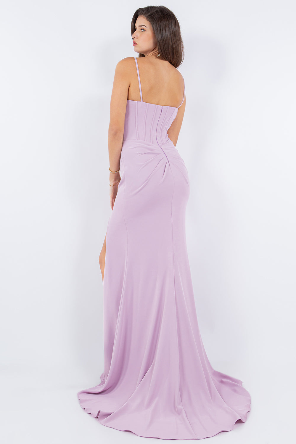 Fitted Sweetheart Corset Leg Slit Party Dress by Cinderella Couture USA AS8090J