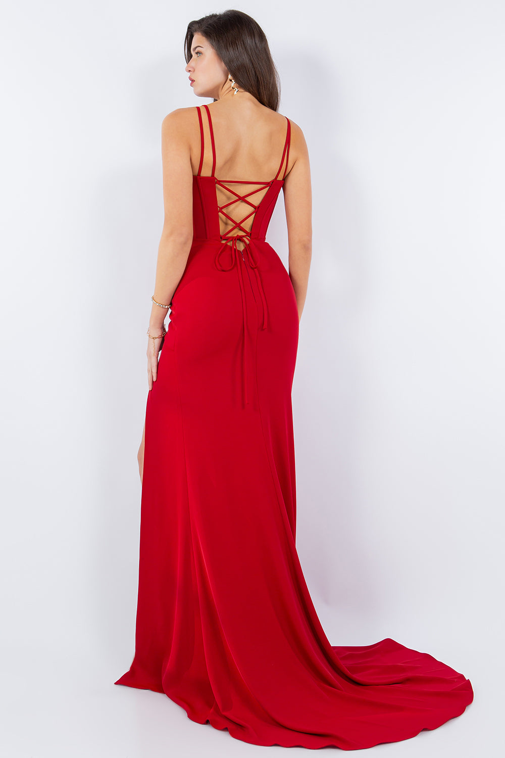 Fitted Sleeveless Corset Slit Party Dress by Cinderella Couture USA AS8091J