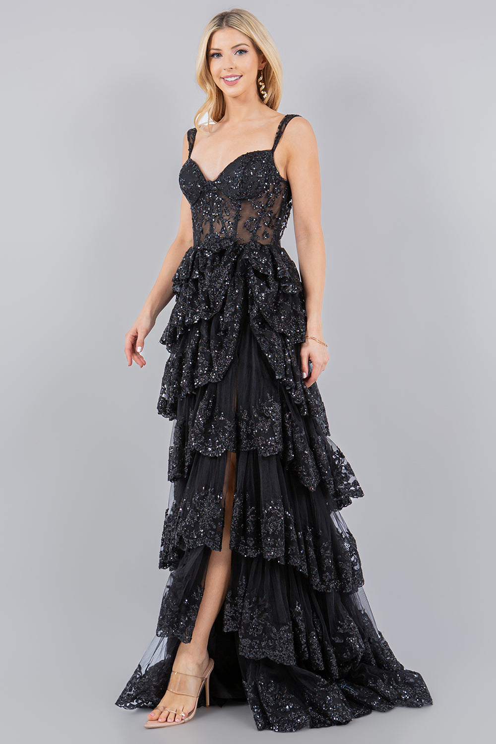 Embroidered Sweetheart Neckline Party Dress by Cinderella Couture USA AS8093J