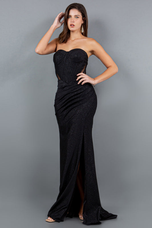 Fitted Glitter Strapless Sweetheart Party Dress by Cinderella Couture USA AS8094J