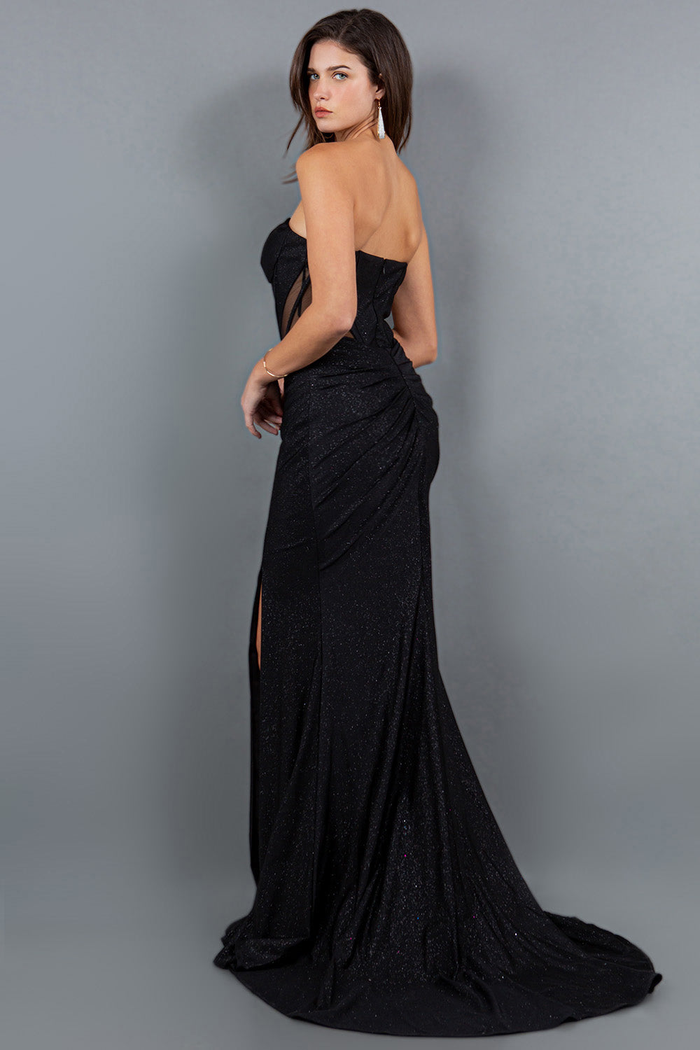 Fitted Glitter Strapless Sweetheart Party Dress by Cinderella Couture USA AS8094J