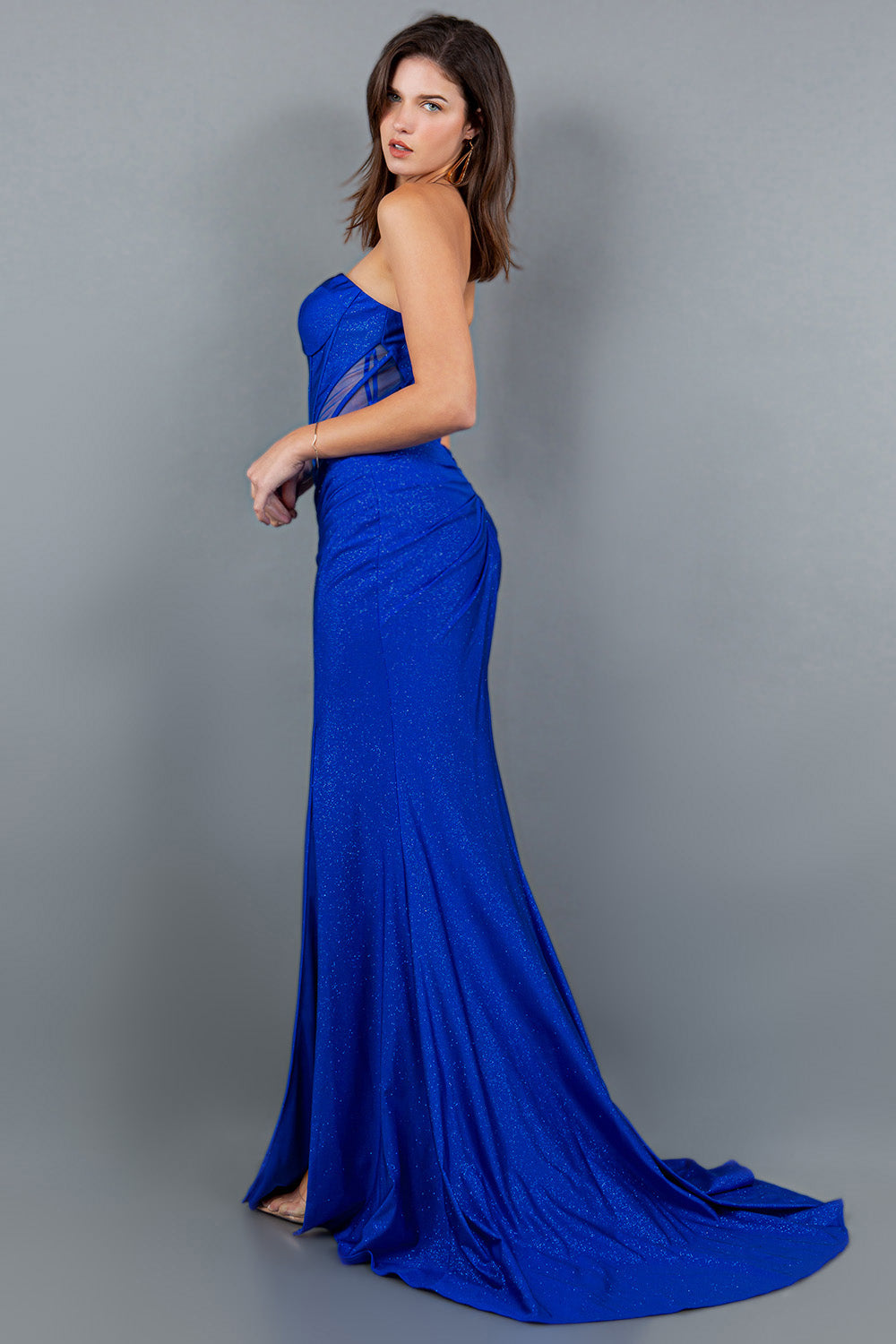 Fitted Glitter Strapless Sweetheart Party Dress by Cinderella Couture USA AS8094J
