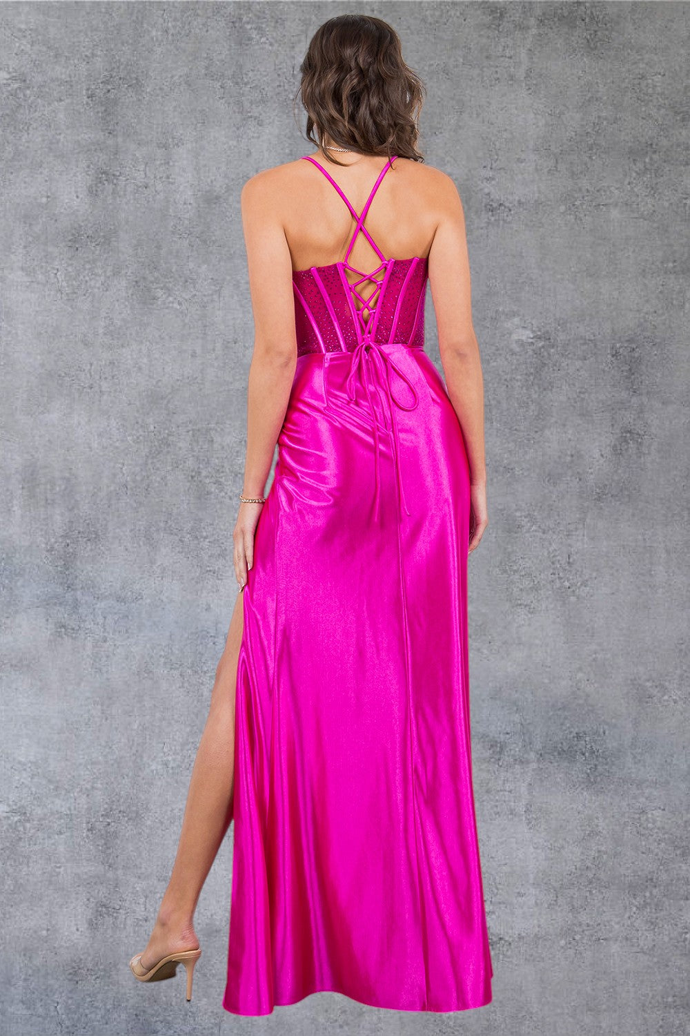 Fitted Beautiful Leg Slit Party Dress by Cinderella Couture USA AS8116J