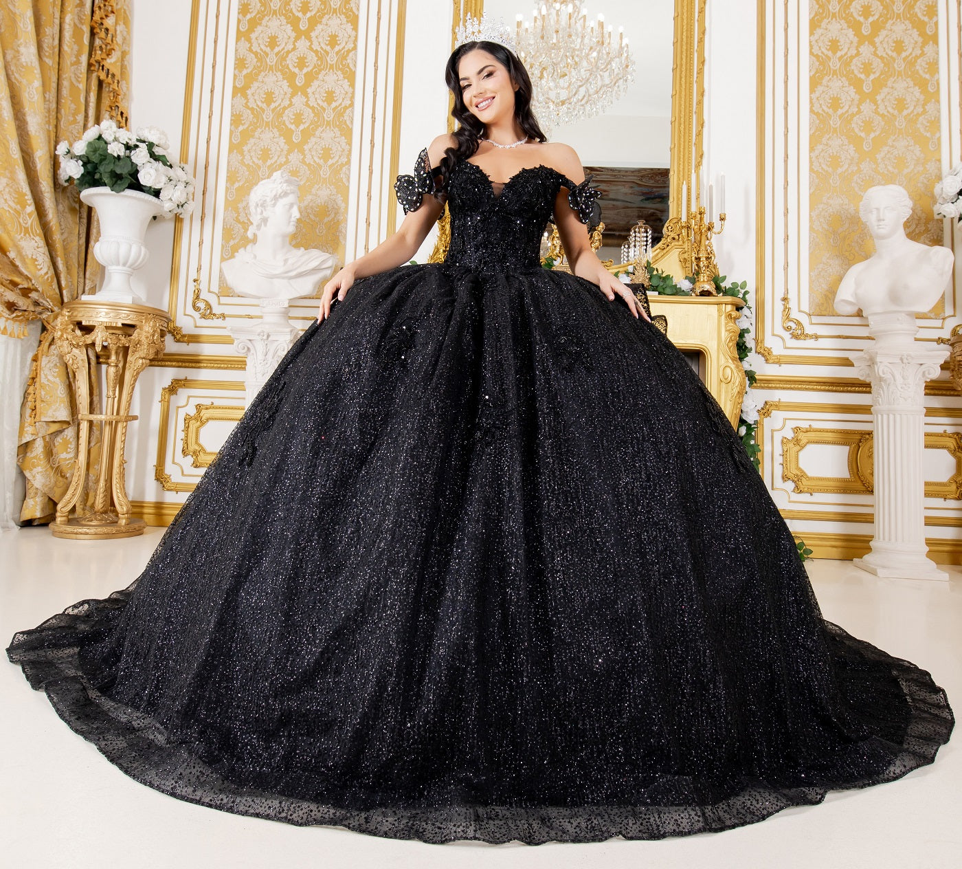 Off Shoulder Butterfly Quinceanera Dress by Cinderella Couture USA AS8120J