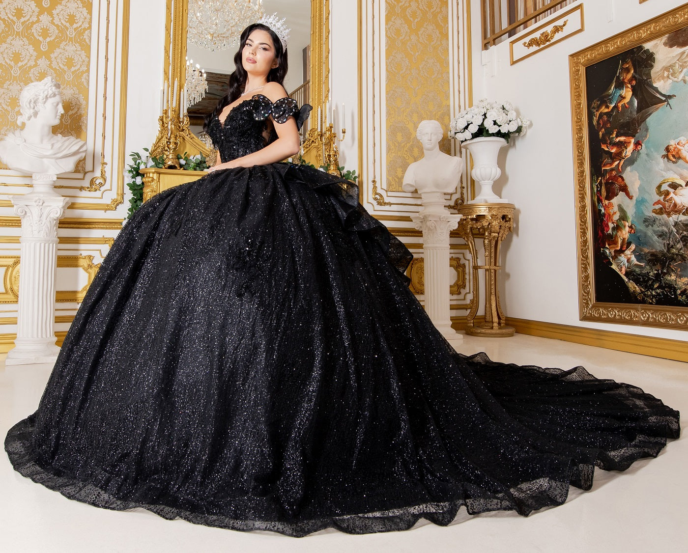 Off Shoulder Butterfly Quinceanera Dress by Cinderella Couture USA AS8120J