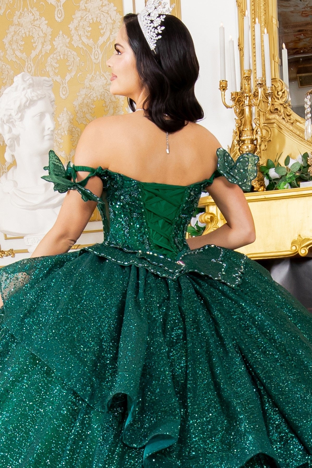Off Shoulder Butterfly Quinceanera Dress by Cinderella Couture USA AS8120J