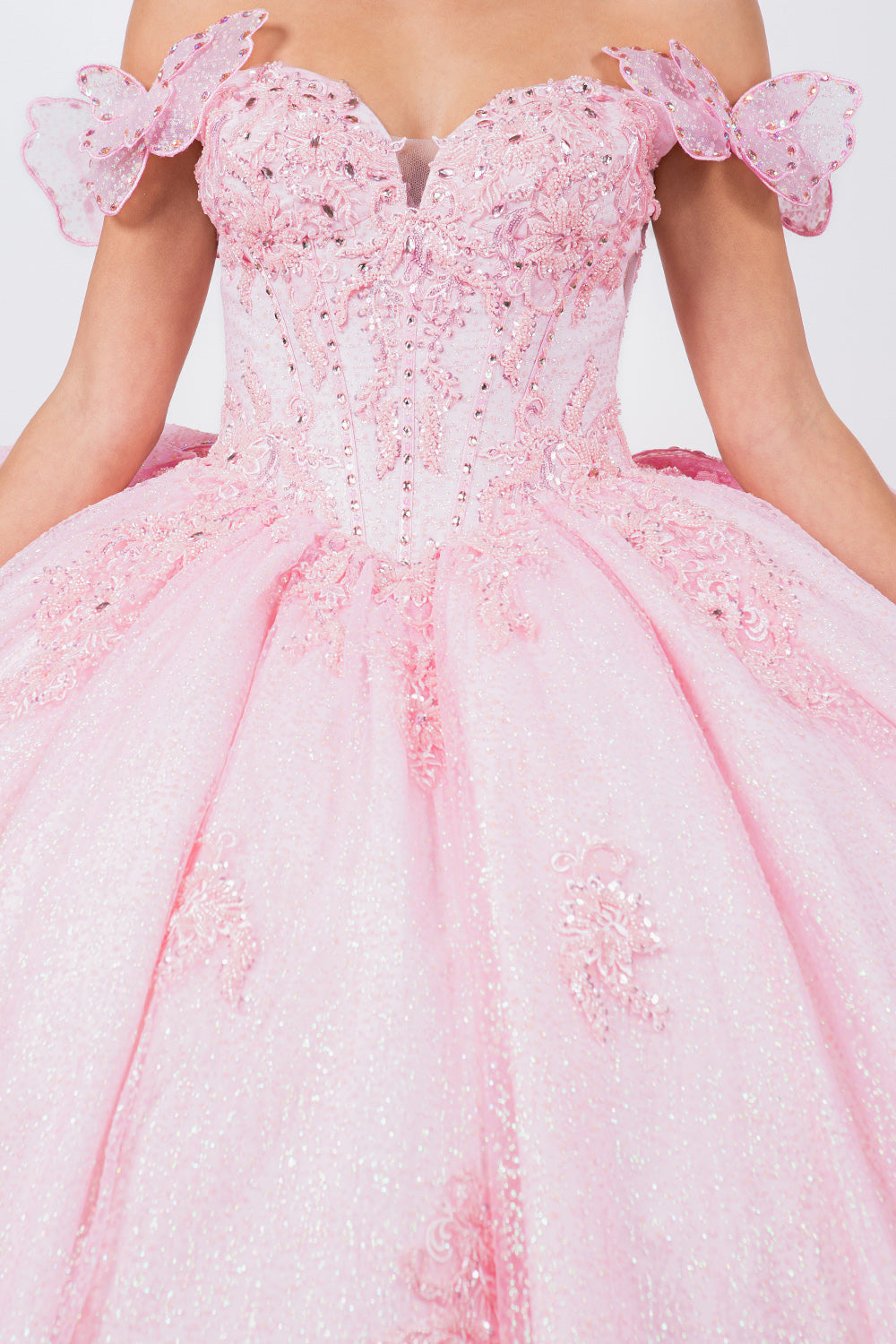Off Shoulder Butterfly Quinceanera Dress by Cinderella Couture USA AS8120J