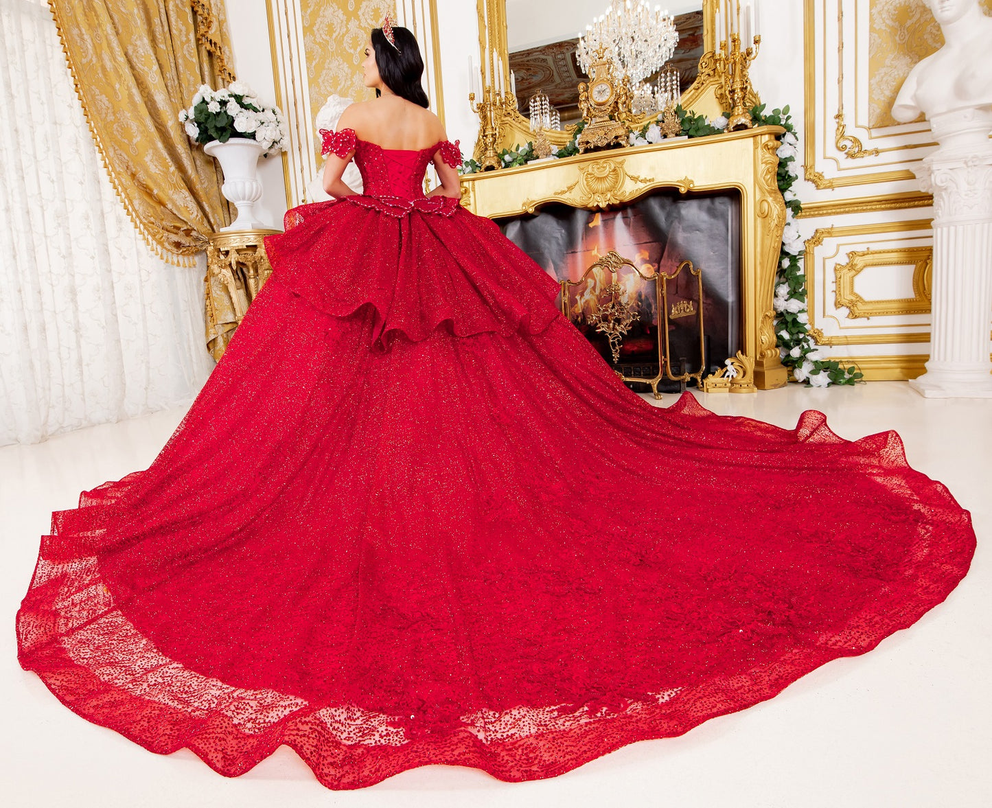 Off Shoulder Butterfly Quinceanera Dress by Cinderella Couture USA AS8120J