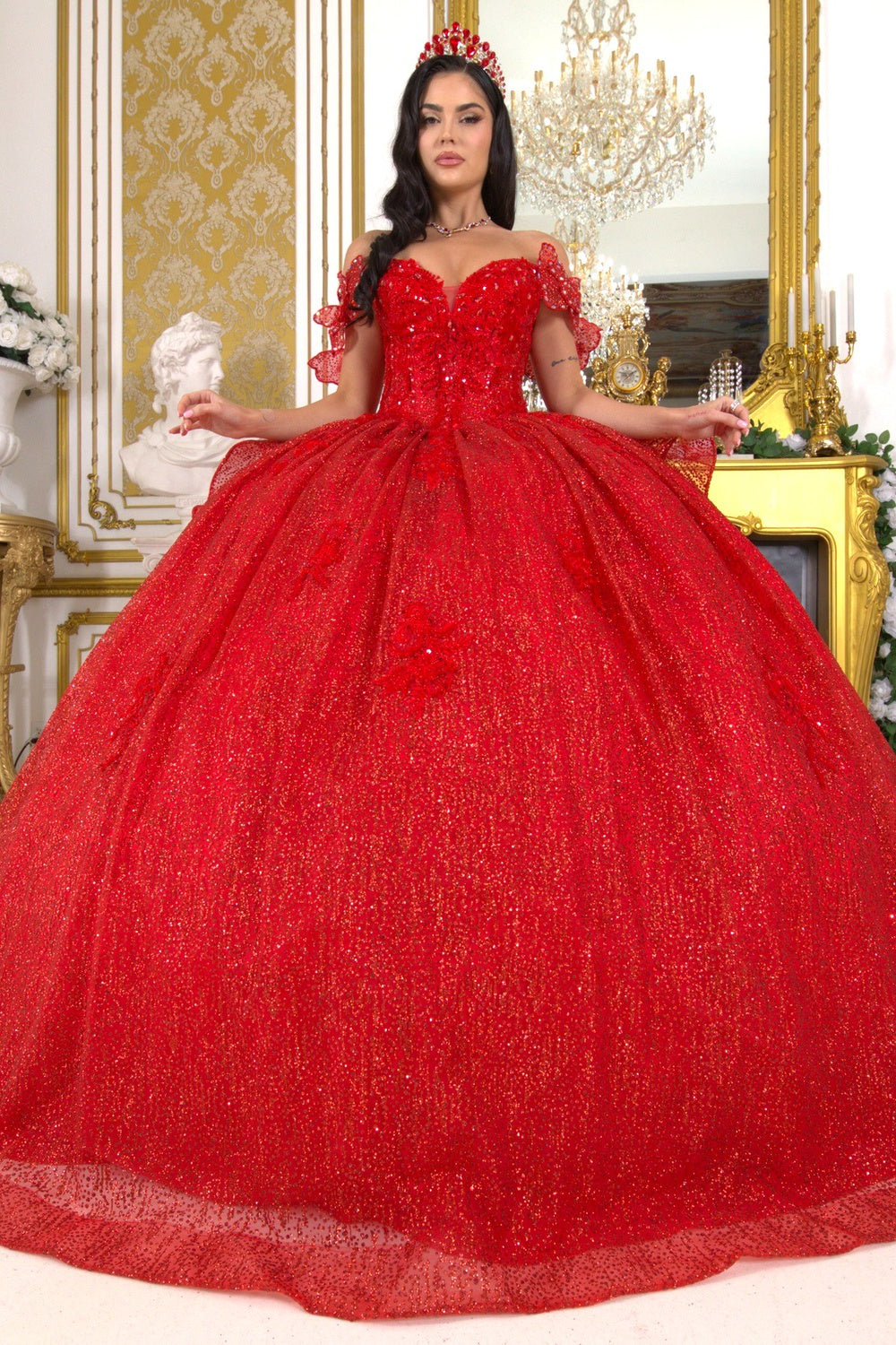 Off Shoulder Butterfly Quinceanera Dress by Cinderella Couture USA AS8120J
