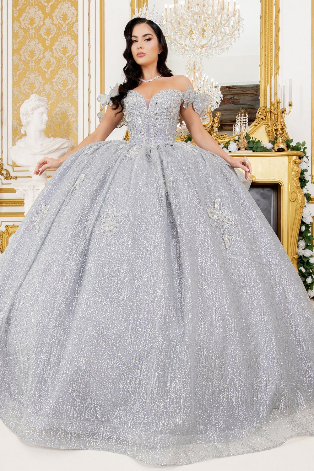 Off Shoulder Butterfly Quinceanera Dress by Cinderella Couture USA AS8120J
