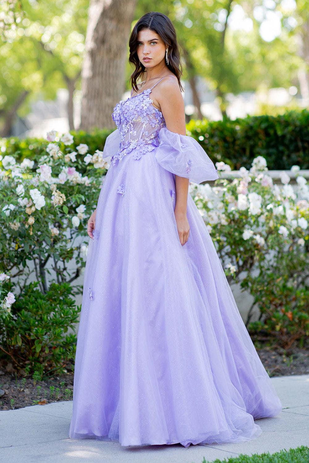 3D Floral Layered Tulle A-Line Party Dress by Cinderella Couture USA AS8130J