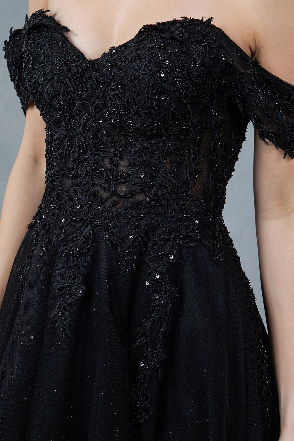 Off Shoulder Embroider A-Line Gown by Cinderella Couture USA AS8152J