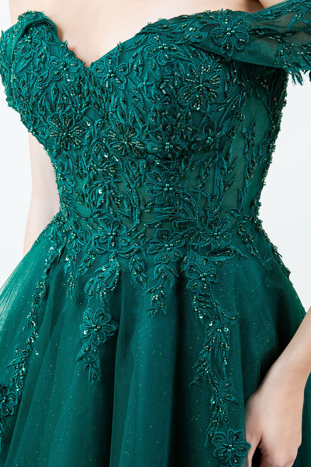 Off Shoulder Embroider A-Line Gown by Cinderella Couture USA AS8152J