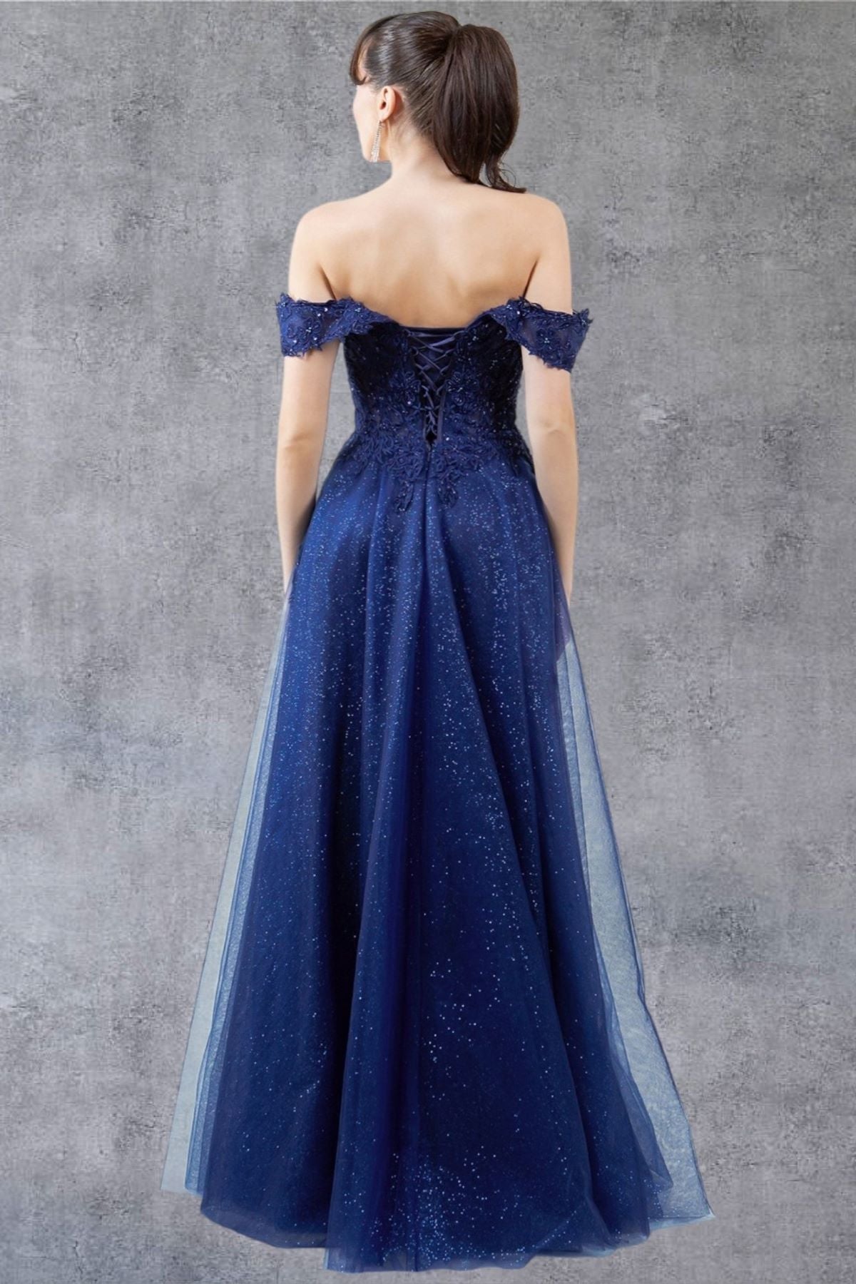 Off Shoulder Embroider A-Line Gown by Cinderella Couture USA AS8152J