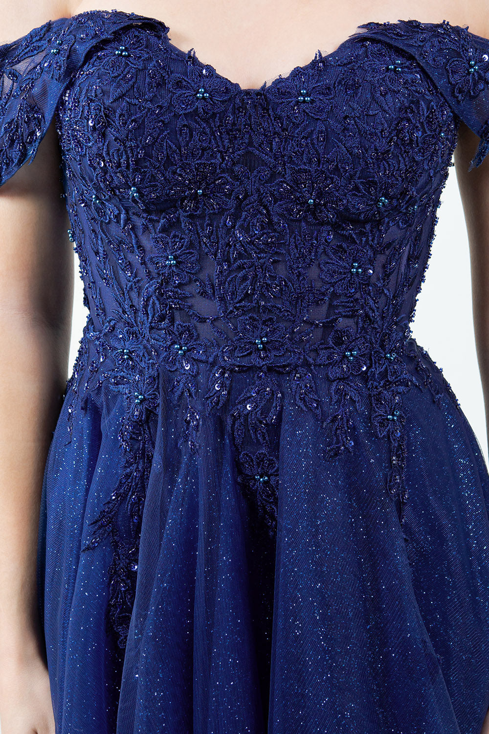 Off Shoulder Embroider A-Line Gown by Cinderella Couture USA AS8152J