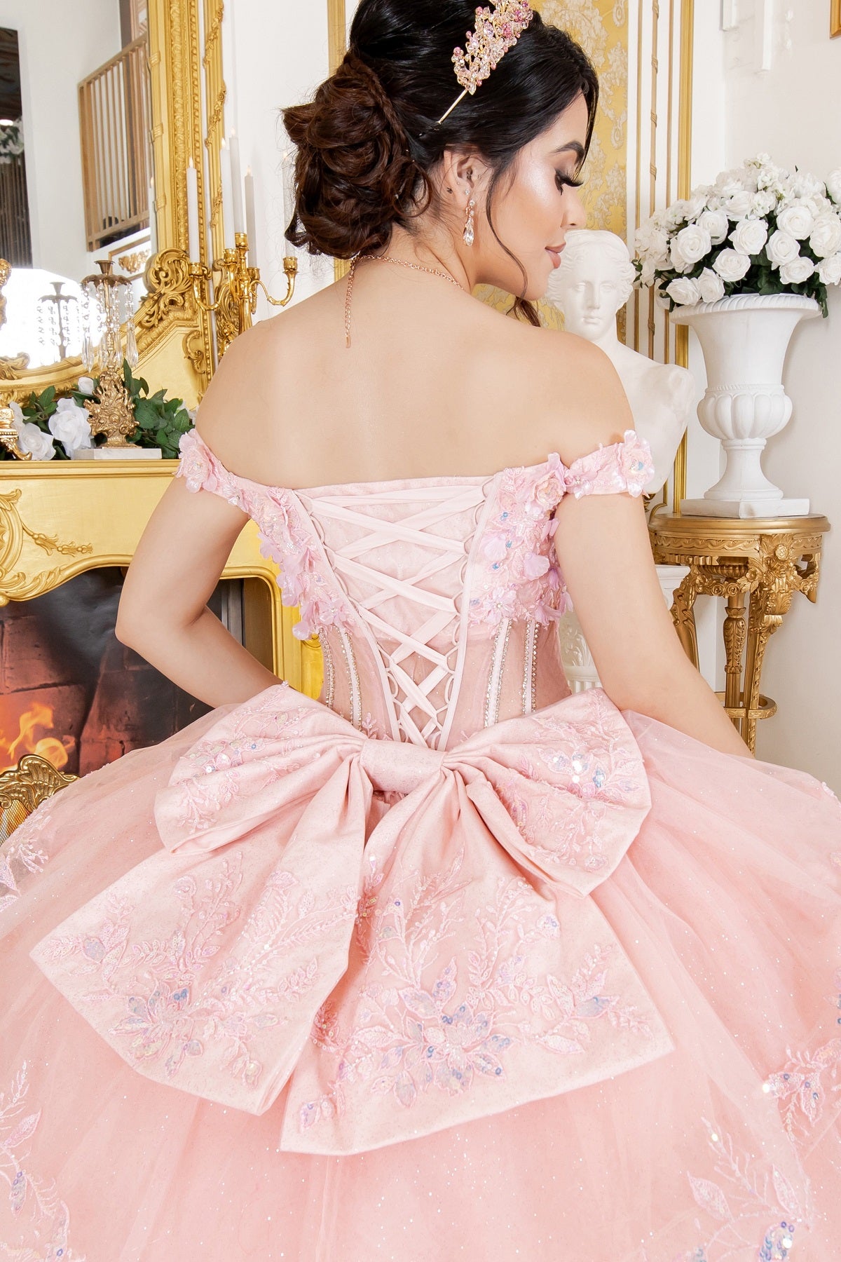 Off Shoulder Sweetheart Neckline Quinceanera Dress by Cinderella Couture USA AS8160J