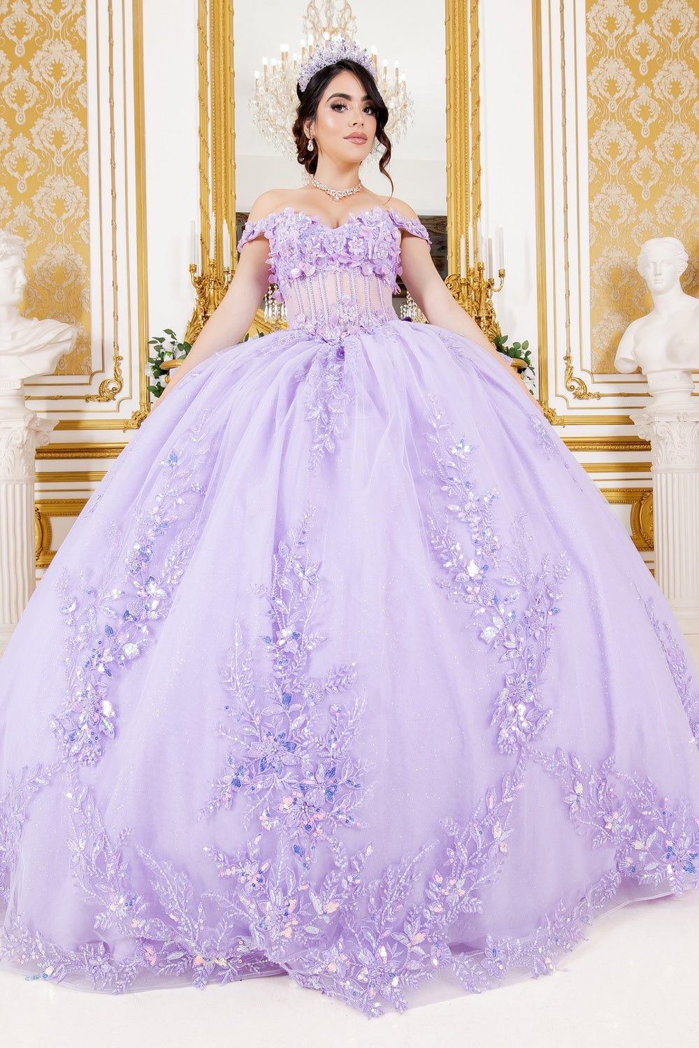 Off Shoulder Sweetheart Neckline Quinceanera Dress by Cinderella Couture USA AS8160J