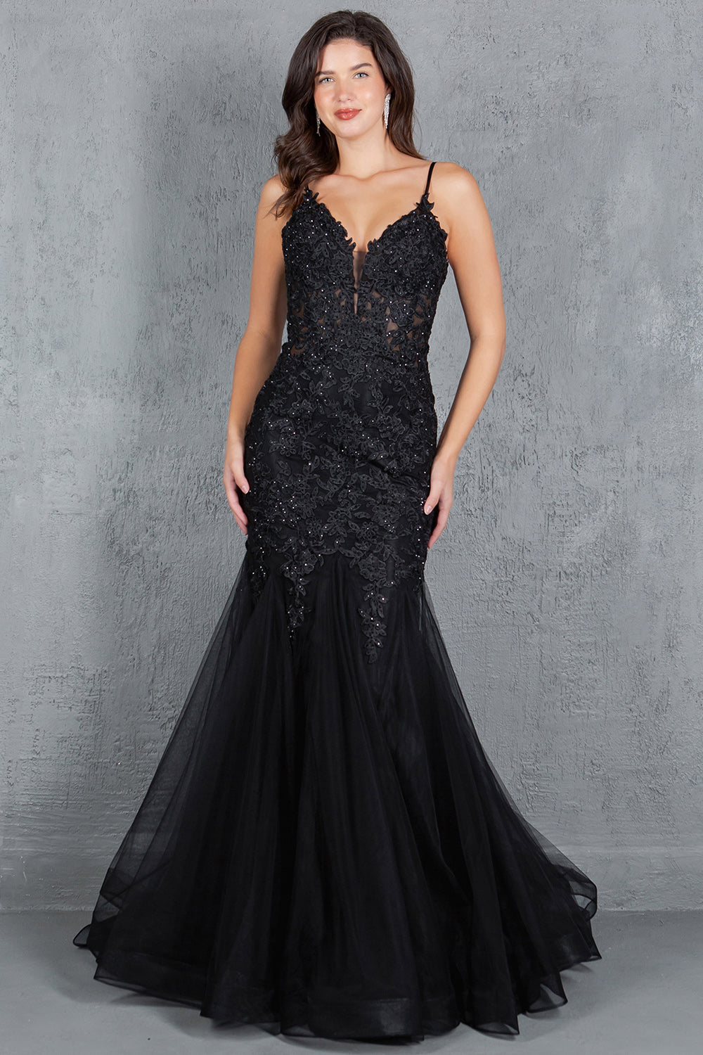 Embroidery V-Neckline Mermaid Party Dress by Cinderella Couture USA AS8178J